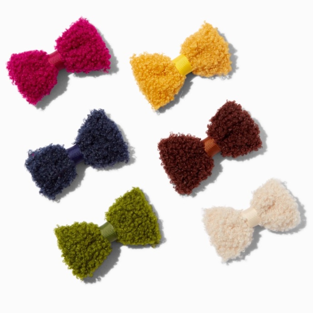 Sherpa Hair Bows 6 Pack NWT